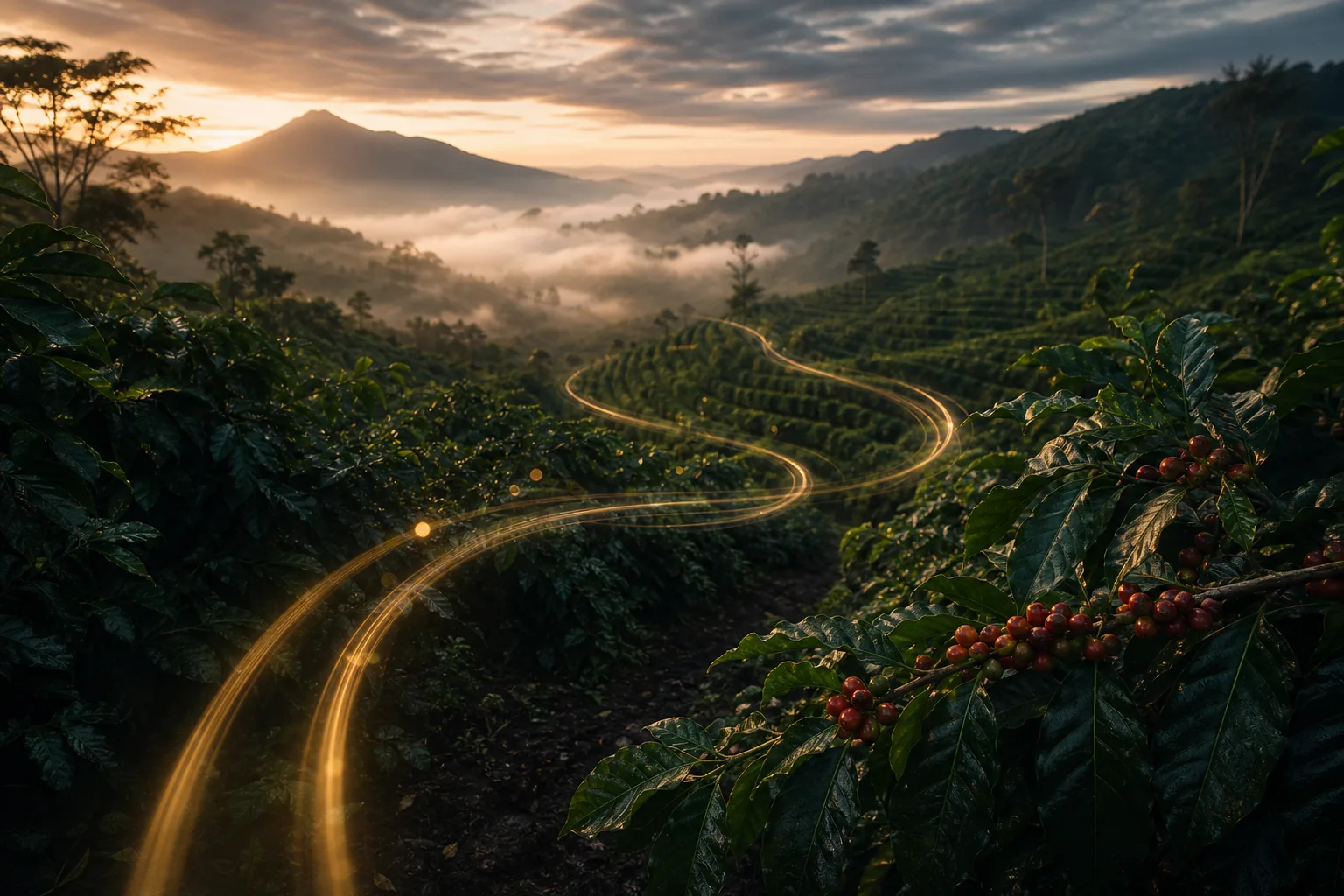 Mandheling coffee landscape near Lake Toba